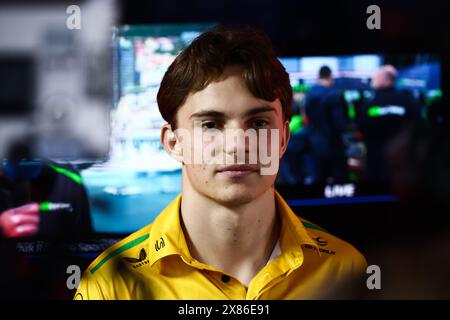 Monte Carlo, Monaco. Mai 2024. Oscar Piastri von McLaren spricht vor dem Formel 1 Grand Prix von Monaco am 23. Mai 2024 auf dem Circuit de Monaco in Monte-Carlo, Monaco, mit den Medien. (Kreditbild: © Beata Zawrzel/ZUMA Press Wire) NUR REDAKTIONELLE VERWENDUNG! Nicht für kommerzielle ZWECKE! Stockfoto