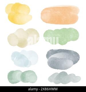 Set mit farbigen, handgezeichneten Grunge-Designelementen. Pinsellinien von Hand zeichnen. Stock Vektor