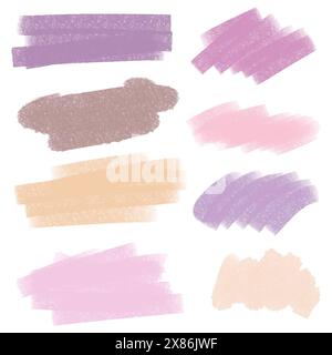 Set mit farbigen, handgezeichneten Grunge-Designelementen. Pinsellinien von Hand zeichnen. Stock Vektor