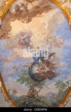 Savona, Liturgia, Italien. Museumskomplex Der Kathedrale Von Savona. Detail der Decke gemalt von Paolo Gerolamo Brusco Stockfoto