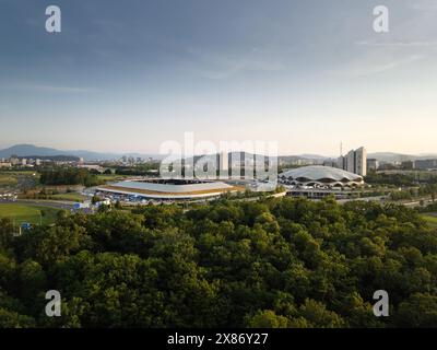 Ljubljana Stozice, Slowenien - 19. Juni 2023: Fußballstadion und Arena, Luftaufnahme Stockfoto