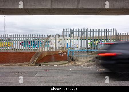 GV des Industriegebiets von Silvertown in den Londoner Docklands, Großbritannien Stockfoto