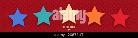 Retro-Symbol mit 5 Sternen. Kundenfeedback-Konzept. Bewertung von Vector 5 Token Points Stars Hochwertiges Design. Vektor fünf Sterne. Stock Vektor