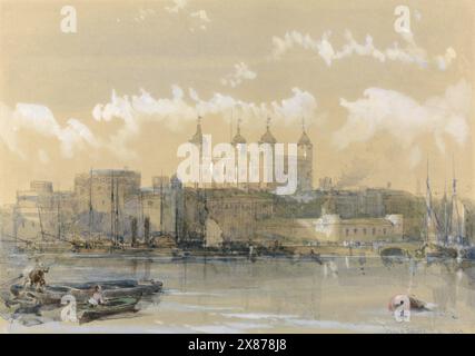 The Tower of London von David Roberts, Aquarell, Stift und graue Tinte, Graphit und Gouache auf beigem Webpapier, 1864 Stockfoto