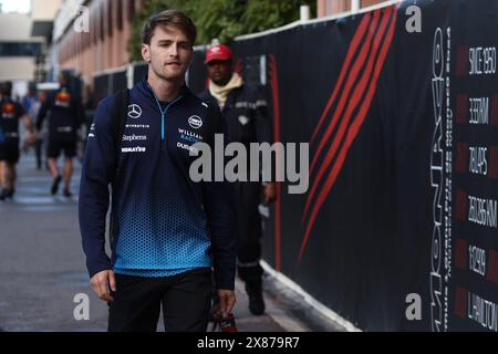 Monaco, Monaco. Mai 2024. Logan Sargeant von Williams Racing blickt auf die Vorschauen vor dem F1 Grand Prix von Monaco am 23. Mai 2024 auf dem Circuit de Monaco in Monte-Carlo, Monaco. Quelle: Marco Canoniero/Alamy Live News Stockfoto