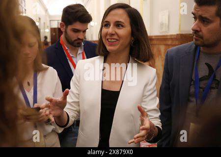 Madrid, Königreich Spanien; 22.05.2024.- Ione Belarra Podemos Party. Der spanische Präsident Pedro Sánchez kündigt im Kongress der Abgeordneten in der Plenartagung und der Regierungskontrolle an, dass am 28. Mai die Anerkennung des palästinensischen Staates erfolgen wird, und reagiert auf die Opposition über die diplomatische Situation mit Argentinien und seinem Präsidenten Javier Milei sowie den Ruhestand des spanischen Botschafters. Sánchez bestätigt außerdem, dass er und seine Frau nichts zu verbergen haben und „freudig“ Erklärungen geben werden. Foto: Juan Carlos Rojas Stockfoto