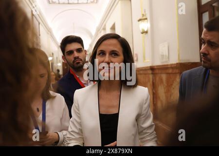 Madrid, Königreich Spanien; 22.05.2024.- Ione Belarra Podemos Party. Der spanische Präsident Pedro Sánchez kündigt im Kongress der Abgeordneten in der Plenartagung und der Regierungskontrolle an, dass am 28. Mai die Anerkennung des palästinensischen Staates erfolgen wird, und reagiert auf die Opposition über die diplomatische Situation mit Argentinien und seinem Präsidenten Javier Milei sowie den Ruhestand des spanischen Botschafters. Sánchez bestätigt außerdem, dass er und seine Frau nichts zu verbergen haben und „freudig“ Erklärungen geben werden. Foto: Juan Carlos Rojas Stockfoto