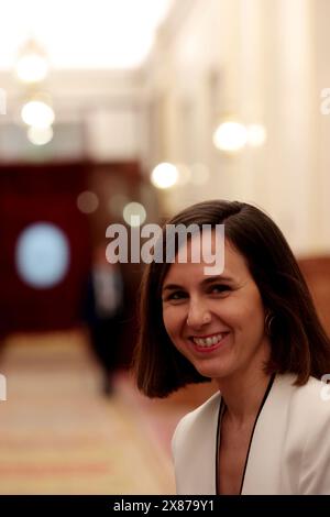 Madrid, Königreich Spanien; 22.05.2024.- Ione Belarra Podemos Party. Der spanische Präsident Pedro Sánchez kündigt im Kongress der Abgeordneten in der Plenartagung und der Regierungskontrolle an, dass am 28. Mai die Anerkennung des palästinensischen Staates erfolgen wird, und reagiert auf die Opposition über die diplomatische Situation mit Argentinien und seinem Präsidenten Javier Milei sowie den Ruhestand des spanischen Botschafters. Sánchez bestätigt außerdem, dass er und seine Frau nichts zu verbergen haben und „freudig“ Erklärungen geben werden. Foto: Juan Carlos Rojas Stockfoto