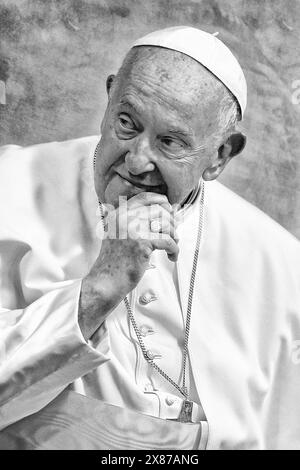 23. Mai 2024: PAPST FRANZISKUS nahm an den letzten Momenten des Internationalen Treffens der Bedeutung von Scholas Occurrentes im Vatikan Teil. - Staat Vatikanstadt © EvandroInetti Via ZUMA Wire (Kreditbild: © Evandro Inetti/ZUMA Press Wire) NUR REDAKTIONELLE VERWENDUNG! Nicht für kommerzielle ZWECKE! Stockfoto