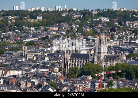 Luftaufnahme von Abbatiale Saint-Ouen in Rouen, Normandie, Frankreich. Stockfoto