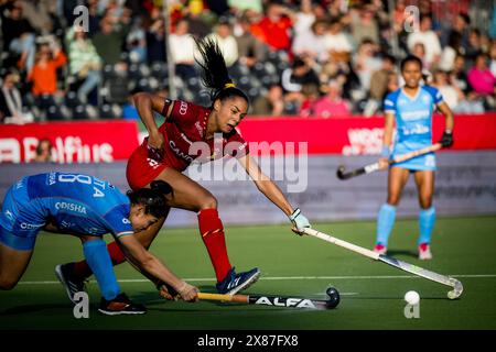 Antwerpen, Belgien. Mai 2024. Belgiens Ambre Ballenghien wurde während eines Eishockeyspiels zwischen der belgischen Nationalmannschaft Red Panthers und Indien im Spiel 6/16 in der Gruppenphase der FIH Pro League 2024 am Donnerstag, den 23. Mai 2024, in Antwerpen gezeigt. BELGA FOTO JASPER JACOBS Credit: Belga News Agency/Alamy Live News Stockfoto