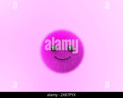 3D Pink flauschig lächelndes Emoji Stockfoto