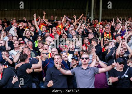 Nijmegen, Niederlande. Mai 2024. NIJMEGEN, NIEDERLANDE - 23. MAI: Fans von Go Ahead Eagles jubeln beim Halbfinalspiel der European League Play offs zwischen NEC und Go Ahead Eagles im Goffertstadion am 23. Mai 2024 in Nijmegen, Niederlande. (Foto von Henny Meyerink/BSR Agency) Credit: BSR Agency/Alamy Live News Stockfoto