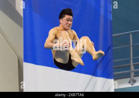 Leon Baker in der 3-m-Vorrunde für Herren am ersten Tag der Speedo Aquatics Diving Championships 2024 im Sandwell Aquatics Centre, Smethwick. Bilddatum: Donnerstag, 23. Mai 2024. Stockfoto