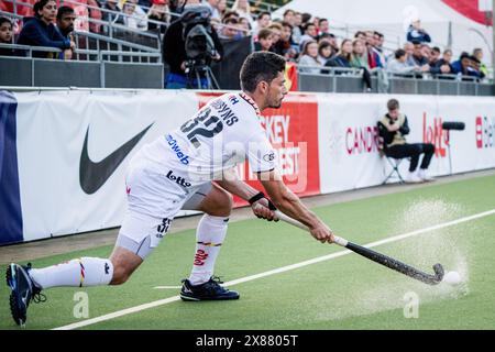 Antwerpen, Belgien. Mai 2024. Belgischer Tanguy Cosyns in Aktion während eines Hockeyspiels zwischen der belgischen Nationalmannschaft Red Lions und Indien, Match 6/16 in der Gruppenphase der FIH Pro League 2024, Donnerstag, den 23. Mai 2024, in Antwerpen. BELGA FOTO JASPER JACOBS Credit: Belga News Agency/Alamy Live News Stockfoto
