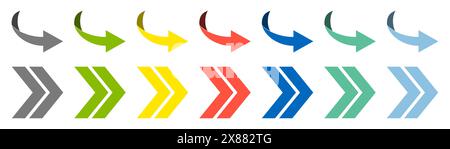 Symbol für Pfeilsatz. Farbige Pfeilsymbole. Isolierte Vektorgrafik-Elemente mit Pfeilen. Stock Vektor