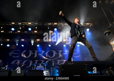 Stockholm, Schweden. Mai 2024. STOCKHOLM 20240523 die schwedische Rockband Europe mit Sänger Joey Tempest tritt am 23. Mai 2024 im Grona Lund in Stockholm auf. Foto: Jessica Gow/TT/Code 10070 Credit: TT News Agency/Alamy Live News Stockfoto