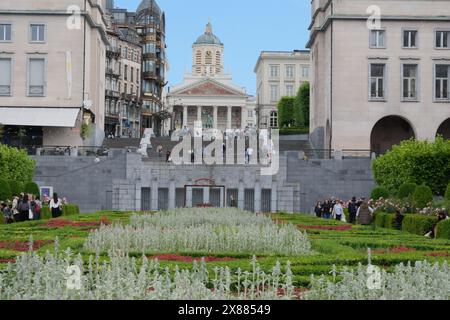 Blick auf Brüssel im Frühjahr aus dem Mont des Arts, Brüssel, Belgien Stockfoto