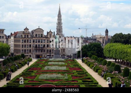 Blick auf Brüssel im Frühjahr aus dem Mont des Arts, Brüssel, Belgien Stockfoto