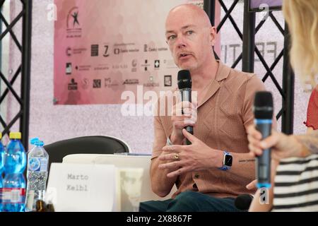 Der irische Schriftsteller John Boyne beim 29. Buch-und Literaturfestival der Prager Buchwelt, das am 23. Mai 202 in Prag beginnt Stockfoto