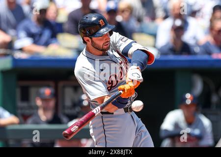 Kansas City, MO, USA. Mai 2024. Matt Vierling (8) spielt im Kauffman Stadium in Kansas City, MO gegen die Kansas City Royals. David Smith/CSM/Alamy Live News Stockfoto