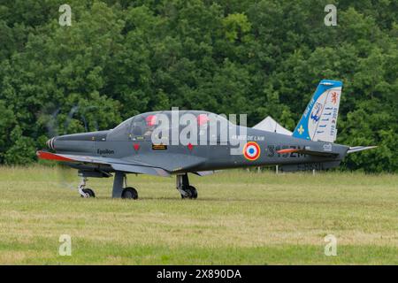 Socata TB-30 Epsilon auf der Le Temps des Helices Air Show 2024 in La Ferte-Alais, Frankreich Stockfoto