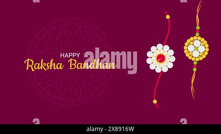 Happy Raksha Bandhan Indian Festival Rakhi Banner. Grußkarte Einladungsdesign Webdesign. Vektorabbildung. Stock Vektor