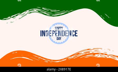 Indischer Unabhängigkeitstag. August. Flagge Indien. Dreifarbige Flagge. Vorlage für Postkartenposter für Werbebanner-Design-Einladungen. Vektorabbildung. Stock Vektor