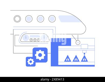 3D Druck in der Luftfahrt isoliert Cartoon-Vektor-Illustrationen. Stock Vektor