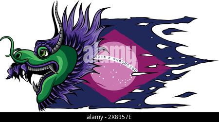 Zeichnung eines bunten Drachen-Vektordesigns Stock Vektor