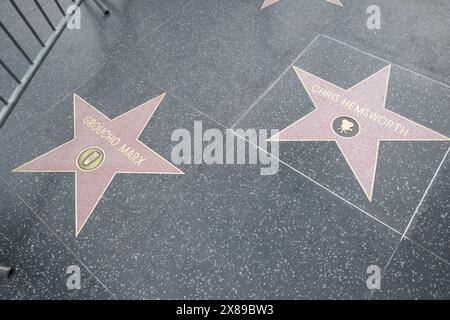 Los Angeles, Kalifornien, USA 23. Mai 2024 Schauspieler Chris Hemsworth Hollywood Walk of Fame Star, Zeremonie heute neben dem Komiker Groucho Marx Hollywood Walk of Fame Star am Hollywood Blvd am 23. Mai 2024 in Los Angeles, Kalifornien, USA. Foto: Barry King/Alamy Stock Photo Stockfoto