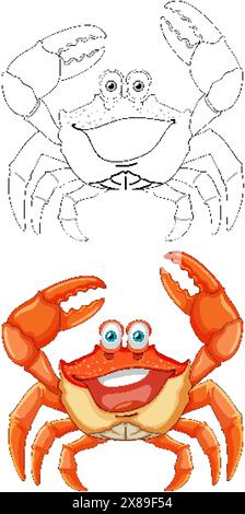 Bunte und umrissene Krabben-Vektor-Illustration Stock Vektor