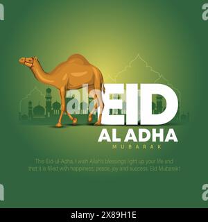 Eid al adha mubarak Designhintergrund. Vektorgrafik für Grußkarte, Poster und Banner. Stock Vektor