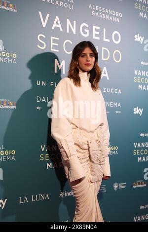 Mailand, Italien. Mai 2024. Benedetta Porcaroli nimmt am 23. Mai 2024 an der Fotokonferenz zur italienischen Premiere von Vangelo secondo Maria in Mailand Teil (Foto: Alessandro Bremec/NurPhoto). Quelle: NurPhoto SRL/Alamy Live News Stockfoto