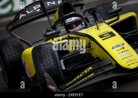 Monaco, 22.05.2024, 09 MAINI Kush (ind), Invicta Racing, Dallara F2 2024, Aktion während der 5. Runde der FIA Formel 2 Meisterschaft 2024 vom 23. Bis 26. Mai 2024 auf dem Circuit de Monaco in Monaco Stockfoto