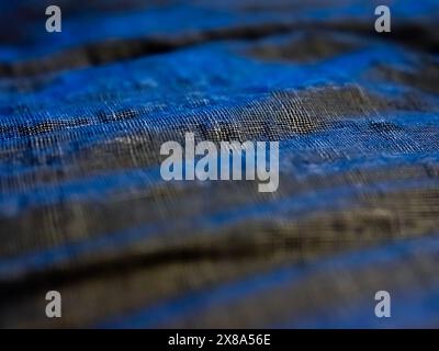 Blaue Jeans, Denim-Struktur mit Naht. Stockfoto
