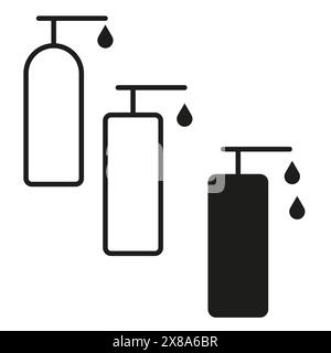 Minimalistischer Flüssigseifenspender – Symbolsatz. Stock Vektor