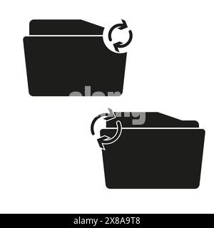 Ordnersymbol für die Datenübertragung. Symbol für die Dateisynchronisierung. Kontinuierlicher Aktualisierungszyklus. Effiziente Netzwerkverwaltung. Stock Vektor