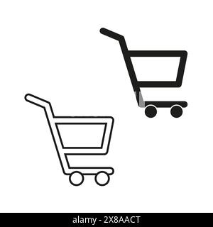 Einkaufswagen-Symbole festgelegt. Vektorsymbole im Einzelhandel. Illustration des E-Commerce-Konzepts. Stock Vektor