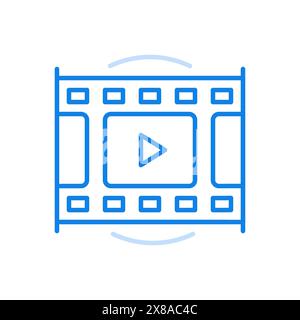 Video-Zeilenvektorsymbol ansehen. Praktische Multimedia-Technologie mit digitalem Design. Kinofilm mit Web-Player. Nützliche TV-Informationen anzeigen Stock Vektor