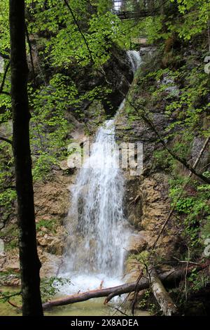 Wunderschöne fließende Wasserfälle der Schleifmühlenklamm Stockfoto