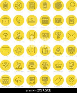 Einfache Symbole mit flacher Linie. Symbole für dünne lineare Konturen Essentials Objekte Symbole. Für Website-Grafiken, Mobile Apps, Infografik-Design, Brochu Stock Vektor