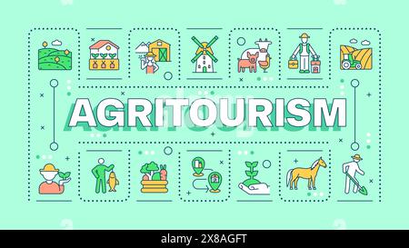Agritourismus hellgrünes Wort Konzept Stock Vektor