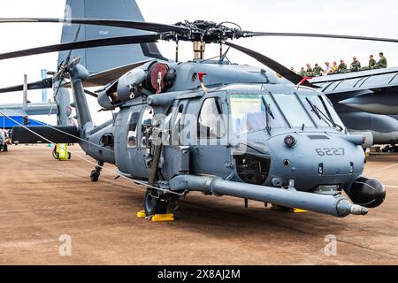 FAIRFORD / VEREINIGTES KÖNIGREICH - 13. JULI 2018: United States Air Force USAF Sikorsky HH-60G pave Hawk Spec OPS Hubschrauber. Einsamer Überlebender. Stockfoto