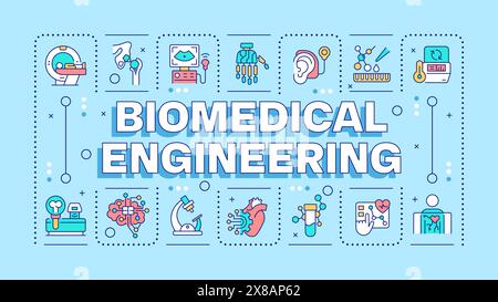 Biomedizinische Technik hellblaues Wort-Konzept Stock Vektor