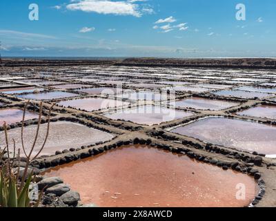 Panoramablick auf den Verdunstungsteich der alten Minen von TenefÃ Stockfoto