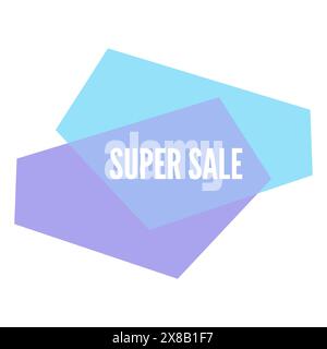Super Sale-Aufkleber mit abstrakten, farbenfrohen geometrischen Formen. Vektorabbildung Stock Vektor