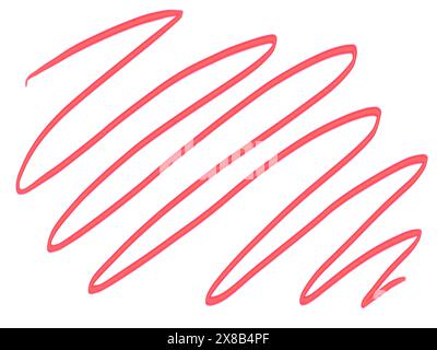 Roter Pinselstrich im Zickzack auf weißem Hintergrund. Hochwertige Abbildung Stockfoto