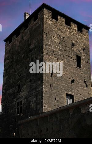 Mittelalterlicher Torre dei Signori di Sant’Orso in Aosta, Aostatal, Italien. Stockfoto