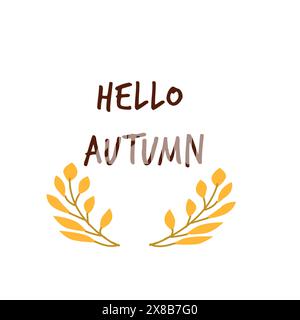Hallo Herbstgrüßband mit Laubwäldern. Begrüßungsbanner für den Herbst. Einladung zur neuen Erntesaison. Vorlage für Posterdesign, Pri Stock Vektor